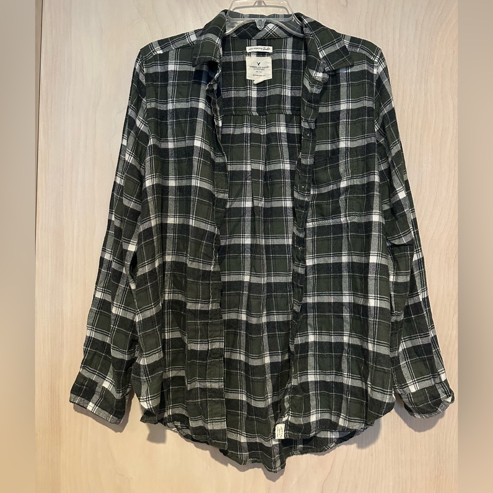American Eagle Army Green Ahhmazingly Soft Flannel Boyfriend